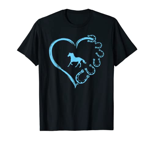Divertido Horseshoe Corazón Lindo Caballo Mamá Cabalgando Camiseta