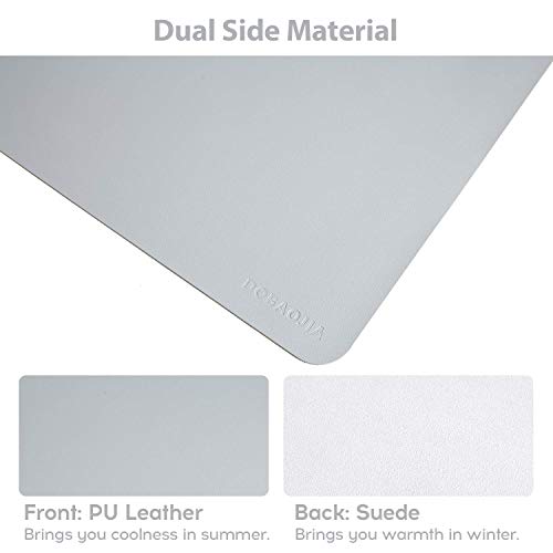 DOBAOJIA Alfombrilla de Ratón Mousepad XXL, Tapete de Escritura Estera Oficina Alfombrilla de Escritorio Protector Escritorio, Cuero PU Impermeable+Gamuza Antideslizante 90 x 43cm (Gris)