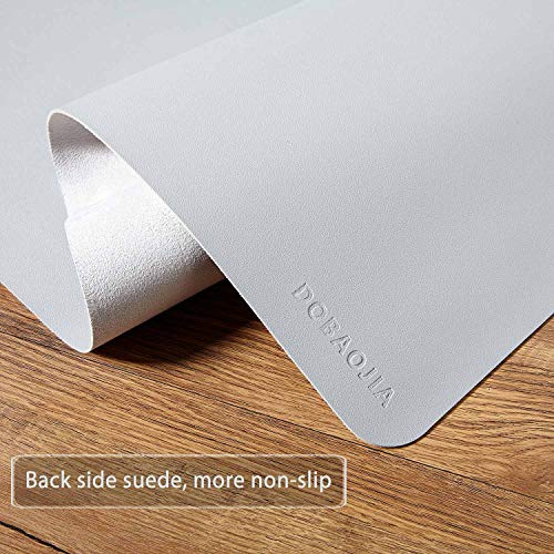 DOBAOJIA Alfombrilla de Ratón Mousepad XXL, Tapete de Escritura Estera Oficina Alfombrilla de Escritorio Protector Escritorio, Cuero PU Impermeable+Gamuza Antideslizante 90 x 43cm (Gris)