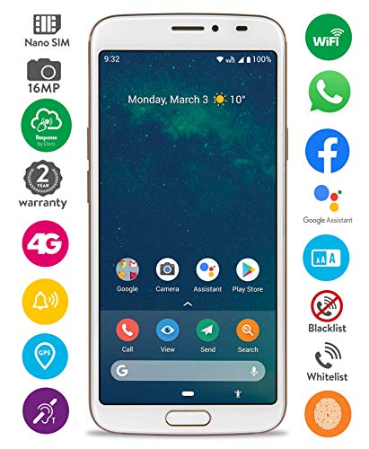 Doro 8080 Smartphone 4G Ideal para Mayores con Display de 5.7", Cámara de 16 MP, Whatsapp, Botón de Asistencia con GPS y Base de Carga [Versión Española y Portuguesa] (Blanco)