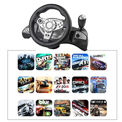 Driving Force Racing Volante PS4, Retroalimentación De Doble Motor Driving Force Gaming Racing Volante Con Pedales Sensibles, Soporte Para Pedales PS4 / PS3 / PS2 / Direct-X/X-input/Steam