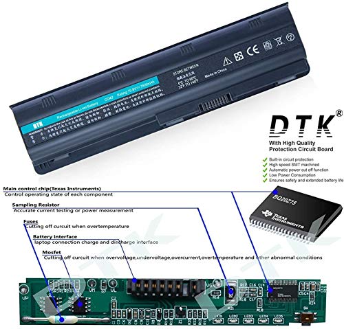 DTK 7800mah Batería de Repuesto para Portátil HP G32 G42 G62 G4 G6 G7 ; Compaq Presario Cq32 Cq42 Cq43 Cq430 Cq56 Cq62 Cq72 ; HP Pavilion Dm4 ;Fits Mu06 593553-001 593554 Mu09 [10.8V 9-Cell]