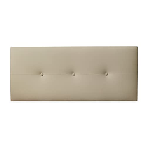 Duérmete Online Cabecero Premium Acolchado Modelo Milán | Tapizado en Polipiel de Alta Gama-Incluye Herrajes y Tornillería, Madera, Beige, 145 x 60 cm (Cama 135/140)