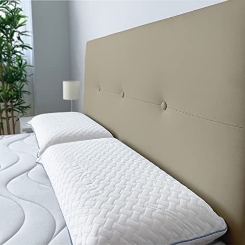 Duérmete Online Cabecero Premium Acolchado Modelo Milán | Tapizado en Polipiel de Alta Gama-Incluye Herrajes y Tornillería, Madera, Beige, 145 x 60 cm (Cama 135/140)