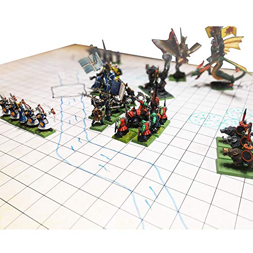 Dungeon Grid Game Mat | IMPRESCINDIBLE Accesorio para Juegos de rol - Batallas – Juegos de Mesa | Compatible con D&D, Pathfinder y Warhammer | Reutilizable, Durable Y PORTÁTIL (Cuadrícula)
