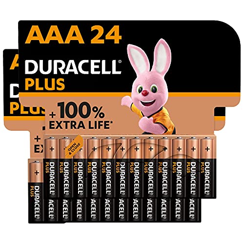 Duracell - NUEVO Pilas alcalinas Plus AAA , 1.5 Voltios LR03 MN2400, paquete de 24