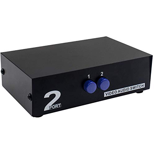 Duttek Cinch Umschalter(2 Port), Cinch Switch, Aux Switch umschalter 2 In 1 out Composite Video L/R Audio-Auswahlbox für DVD STB Spielkonsolen