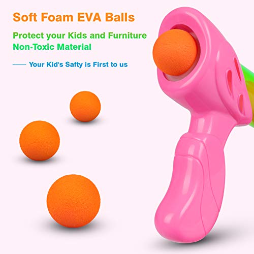 DX DA XIN Juego de Tiro al Blanco en Movimiento Juguete Eléctrico de Puntuación 2 Pistolas de Aire 18 Bolas de Espuma Juguetes de Jardín al Aire Libre Regalo para Aiños y Niñas (Rosa Brillante)