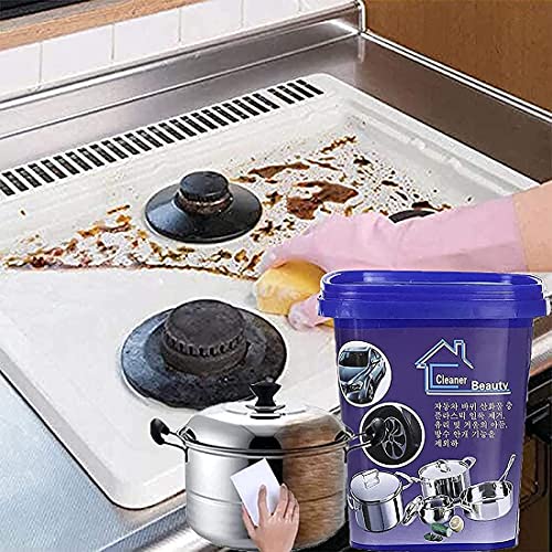 Dzhzuj Stainless Steel Cleaning Paste Oven Cookware Cleaner,Household Kitchen Cleaner Washing Pot Bottom Scale Strong Cream Detergent,Removes Stains Cleaner for Removing Rust (200g)