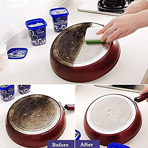 Dzhzuj Stainless Steel Cleaning Paste Oven Cookware Cleaner,Household Kitchen Cleaner Washing Pot Bottom Scale Strong Cream Detergent,Removes Stains Cleaner for Removing Rust (200g)