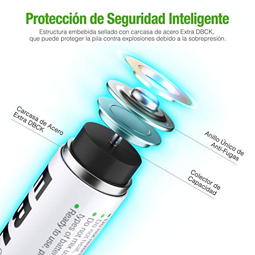 EBL 8 x Pilas AA Recargables 2500mAh Ni-MH 1200 Ciclos Precargadas