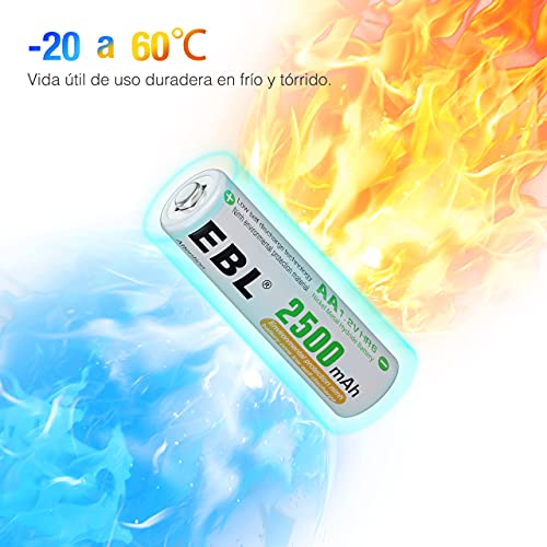 EBL 8 x Pilas AA Recargables 2500mAh Ni-MH 1200 Ciclos Precargadas