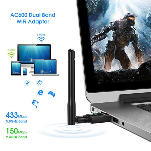 EDUP Wifi Adapter Ac600Mbps Wireless Usb Adapter 5ghz /2.4ghz Dual Band 600mbps Usb Adapter 2dBi External Antennas Supports Windows Xp Win Vista Win 7 Win 8.1 Win 10 Mac Os X 10.７-10.15