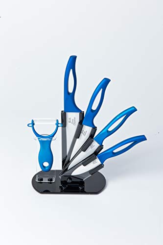 E.I.I. Juego de 4 cuchillos de cerámica con pelaverduras (azul)