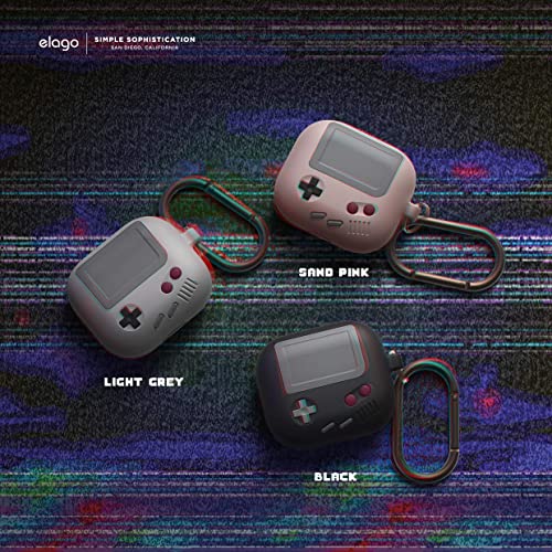 elago AW5 Funda Compatible con AirPods 3, Diseño Clásico de Consola de Juego con Mosquetón, Soporta Carga Inalámbrica (Rosa Arena)
