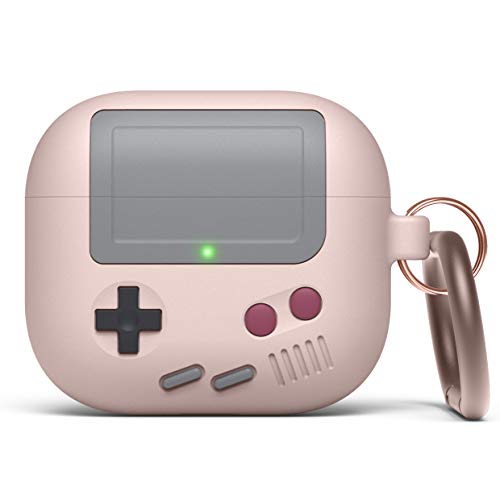 elago AW5 Funda Compatible con AirPods 3, Diseño Clásico de Consola de Juego con Mosquetón, Soporta Carga Inalámbrica (Rosa Arena)