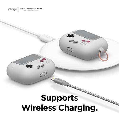 elago Funda AW5 Diseño Clásico Game Player Compatible con AirPods Pro Funda [Pendiente Patente US] (Gris Claro)