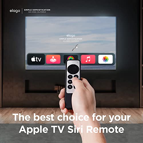 elago Funda R2 Delgada Compatible con Apple TV 4K Siri Remote 2nd Generación (2021), Diseño Delgado, Peso Ligero, Silicona sin Arañazos, Absorción de Impactos (Negro)