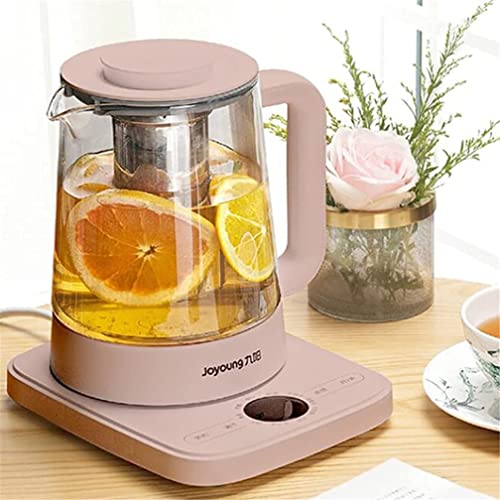 Electric Kettle Glass Tea Kettle with Temperature Control teapot with programmable Control 1.5 Liter Stainless Steel Tea and Coffee Maker with Tea Infuser Egg Cooker and Yogurt Box Pink (Pink)