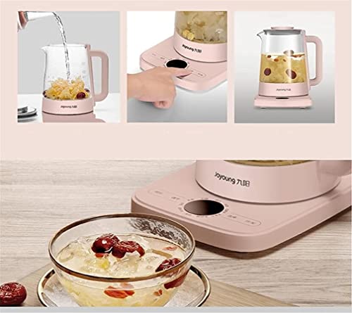 Electric Kettle Glass Tea Kettle with Temperature Control teapot with programmable Control 1.5 Liter Stainless Steel Tea and Coffee Maker with Tea Infuser Egg Cooker and Yogurt Box Pink (Pink)