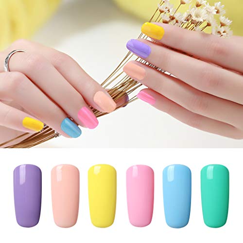 Elite99 Esmaltes Semipermanentes de Uñas en Gel UV LED, 6 Colores Kit de Esmaltes de Uñas, Esmaltes en Gel Soak Off 15ml 001