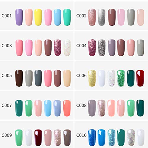 Elite99 Esmaltes Semipermanentes de Uñas en Gel UV LED, 6 Colores Kit de Esmaltes de Uñas, Esmaltes en Gel Soak Off 15ml 001