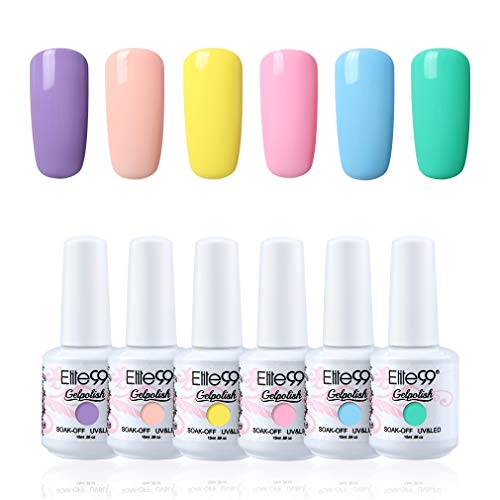Elite99 Esmaltes Semipermanentes de Uñas en Gel UV LED, 6 Colores Kit de Esmaltes de Uñas, Esmaltes en Gel Soak Off 15ml 001