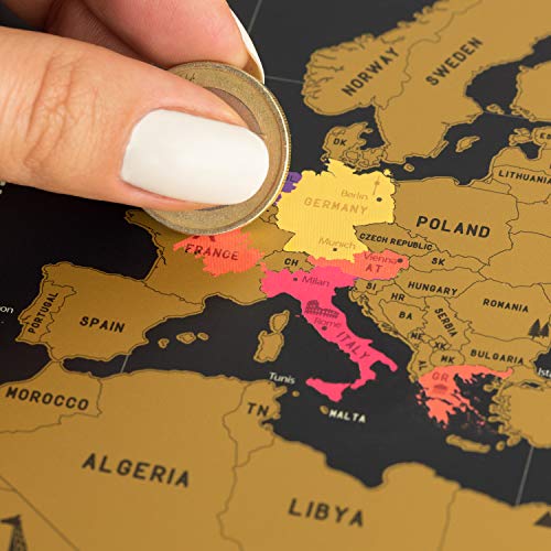 envami Mapa Mundi Rascar I Mapas del Mundo para Marcar Viajes I 68 X 43 CM I Oro I Scratch Off Travel Map