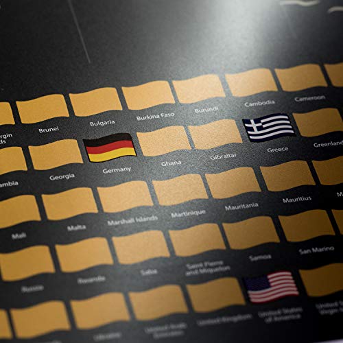 envami Mapa Mundi Rascar I Mapas del Mundo para Marcar Viajes I 68 X 43 CM I Oro I Scratch Off Travel Map