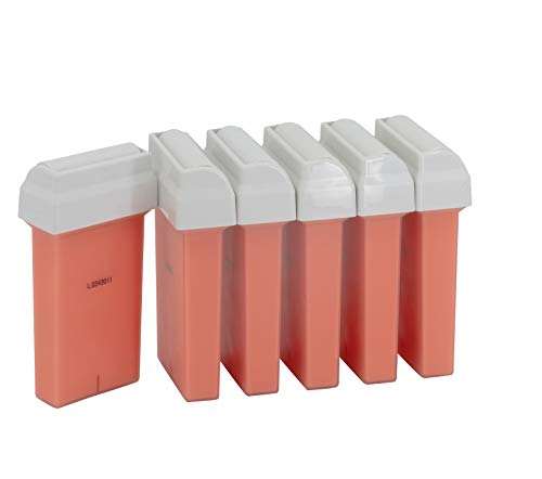 Epilwax 6 Cartuchos Compatibles Con calentador Veet EasyWax Roll-On de Cera Depilatoria Tibia Cera roll on de 50 ml de Cera profesional Rosa de alta calidad para Depilación con Bandas Depilatorias des las piernas, axilas, y el cuerpo
