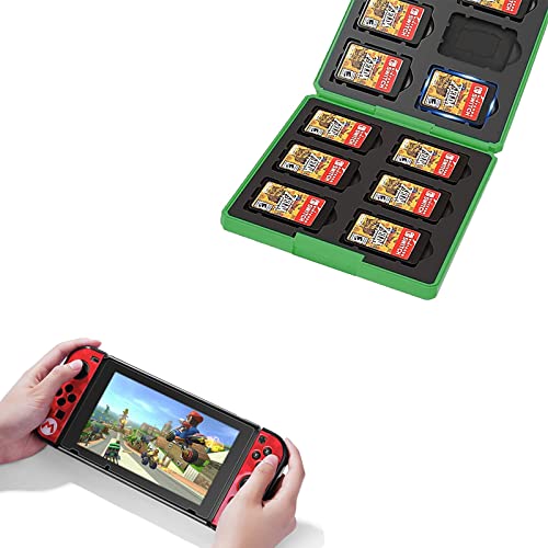 Estuche de Tarjetas de Juego para Nintendo Switch,Funda para Almacenamiento de Juegos Compatible,Juego Impermeable Resistente a Golpes Estuche Caja de Tarjeta (Minecraft/Green)