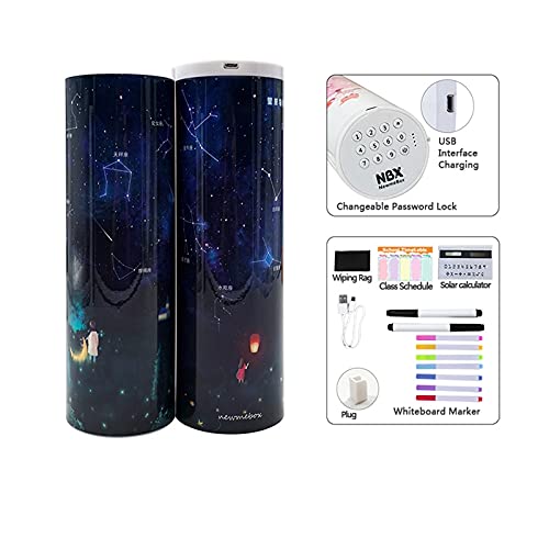 Estuche para lápices con contraseña, código de bloqueo electrónico, multifunción, caja de papelería de arena movediza, para niños, suministros escolares, bolsa de regalo (color: constelación)