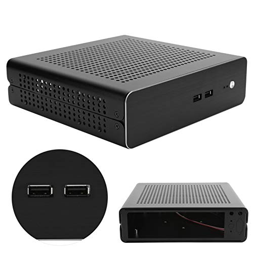 Estuche para PC Mini ITX Gaming, chasis G60S HTPC Carcasa para computadora con Fuente de alimentación DC-ATX de Aluminio Completo para Mini-ITX 170x170 mm, colocación Libre(USB2.0 Negro)