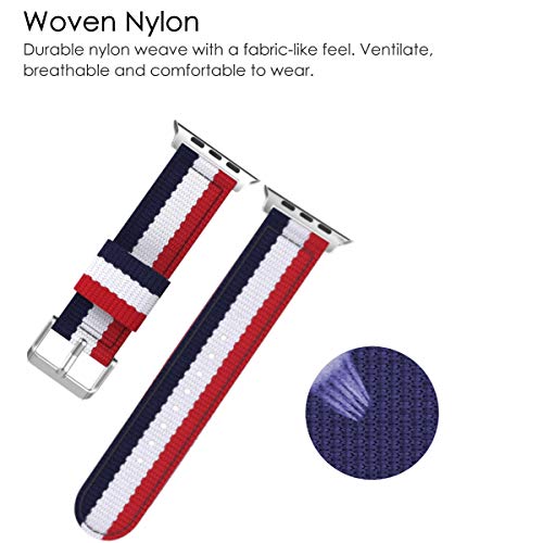 ESTUYOYA - Pulsera de Nailon Compatible con Apple Watch Series 7/6 / 5/4 / 3/2 / 1 / SE Colores Bandera de Francia Ajustable Estilo Deportiva Casual Elegante