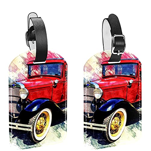 Etichette per borse da viaggio e bagagli per uomo Auto d'epoca Vecchia automobile Materiale PU Etichetta per bagagli Etichette per borse Accessori 2 pezzi