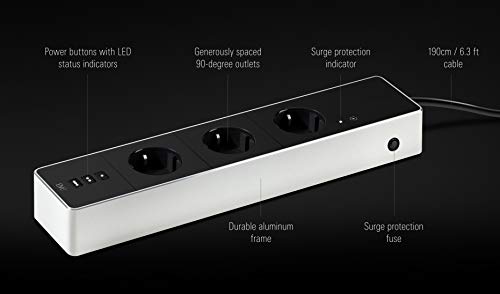 Eve Energy Strip - Regleta Triple Inteligente con Contador eléctrico y tecnología Apple HomeKit