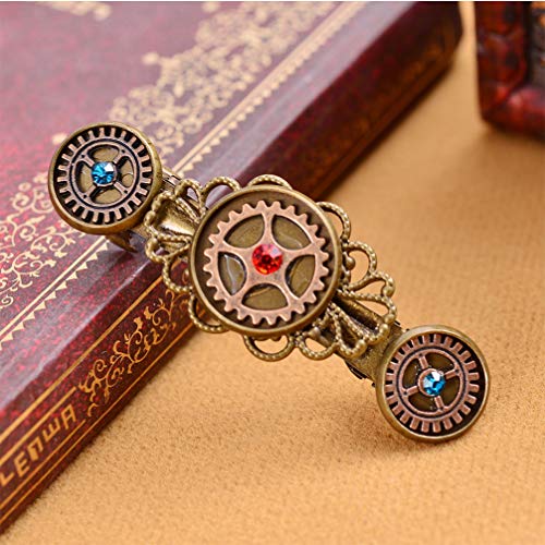 EXCEART 3 Piezas Pinzas para El Cabello Steampunk Vintage Clock Gear Barrettes Gothic Steam Punk Cog Wheel Horquillas Accesorios para El Cabello para Mujeres Cosplay Fiesta de Disfraces