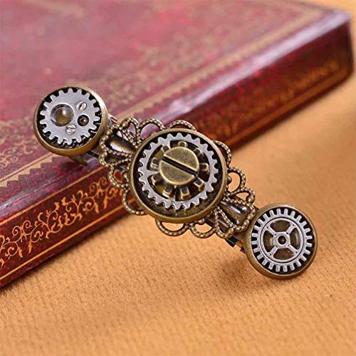 EXCEART 3 Piezas Pinzas para El Cabello Steampunk Vintage Clock Gear Barrettes Gothic Steam Punk Cog Wheel Horquillas Accesorios para El Cabello para Mujeres Cosplay Fiesta de Disfraces