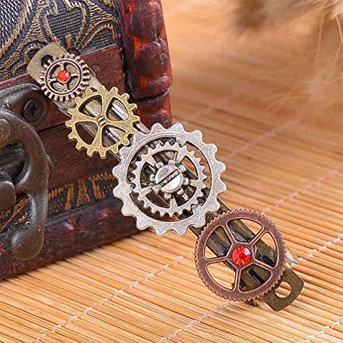 EXCEART 3 Piezas Pinzas para El Cabello Steampunk Vintage Clock Gear Barrettes Gothic Steam Punk Cog Wheel Horquillas Accesorios para El Cabello para Mujeres Cosplay Fiesta de Disfraces