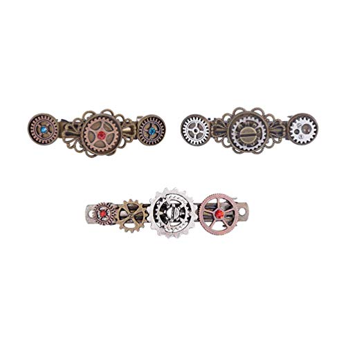 EXCEART 3 Piezas Pinzas para El Cabello Steampunk Vintage Clock Gear Barrettes Gothic Steam Punk Cog Wheel Horquillas Accesorios para El Cabello para Mujeres Cosplay Fiesta de Disfraces