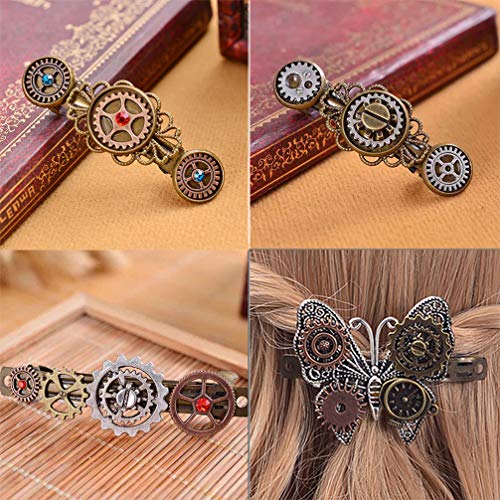 EXCEART 3 Piezas Pinzas para El Cabello Steampunk Vintage Clock Gear Barrettes Gothic Steam Punk Cog Wheel Horquillas Accesorios para El Cabello para Mujeres Cosplay Fiesta de Disfraces