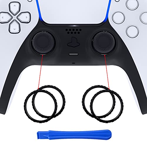 eXtremeRate Anillos de Acento para PS5 Mando Accesorios Anillos de Joysticks para Playstation 5 Anillos de Reemplazo con un Herramienta de Abrir Anillos para PS5-NO Incluye Control(Negro)