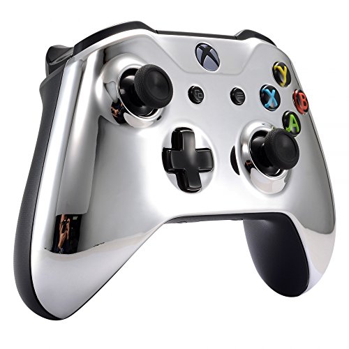 eXtremeRate Funda Delantera Carcasa Protectora de la Placa Frontal Cubierta Antideslizante para el Mando del Xbox One S y Xbox One X (Model 1708) Plateado
