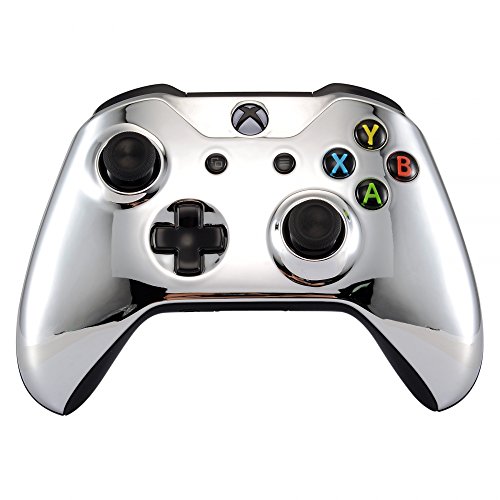 eXtremeRate Funda Delantera Carcasa Protectora de la Placa Frontal Cubierta Antideslizante para el Mando del Xbox One S y Xbox One X (Model 1708) Plateado