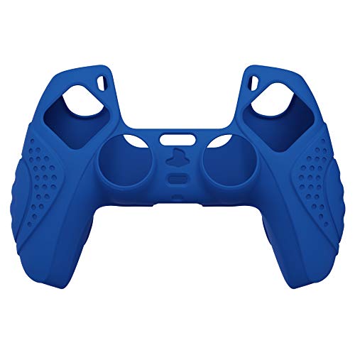 eXtremeRate PlayVital Funda de Silicona para PS5 Protector Suave Carcasa Ergonómica con 2 Tapas de Joysitcks para Playstation 5 Funda de Goma para PS5 Mando(Edición Guardian-Azul)