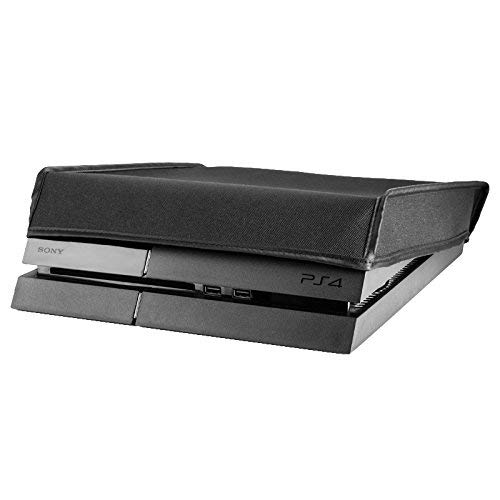 eXtremeRate Prueba de Polvo para PS4 Consola Funda Cubierta Protectora Horizontal Diseño de Doble Capa Forro Corte Preciso Fácil de Acceso los Cables Guardapolvo para Playstation 4 Standard(Negro)