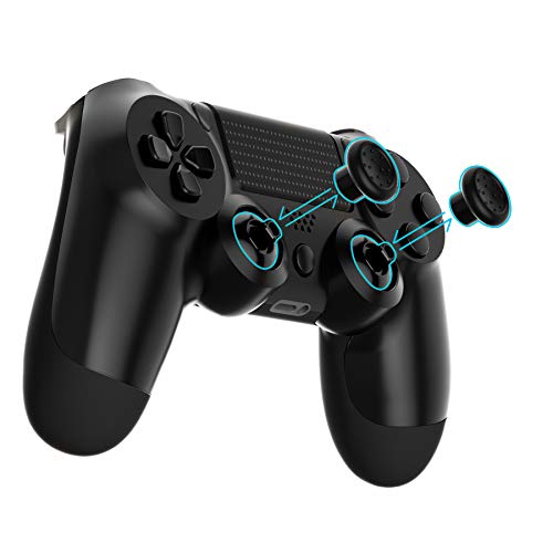 eXtremeRate ThumbsGear Joysticks Ajustable para Playstation 4 5 Mando Joystick Ergonómico Intercambiable con Grip Convexo y Cóncavo de 3 Alturas Thumbsticks para PS4 Pro/Slim para PS5 Control-Negro
