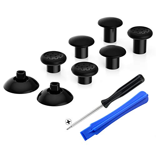 eXtremeRate ThumbsGear Joysticks Ajustable para Playstation 4 5 Mando Joystick Ergonómico Intercambiable con Grip Convexo y Cóncavo de 3 Alturas Thumbsticks para PS4 Pro/Slim para PS5 Control-Negro