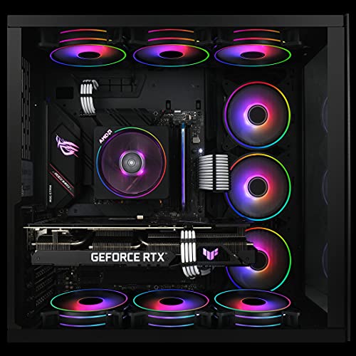 EZDIY-FAB Moonlight - Ventilador de caja RGB de 120 mm con hub ventilador y mando a distancia, placa base Aura Sync, control de velocidad, ventilador corredizo para caja PC-6