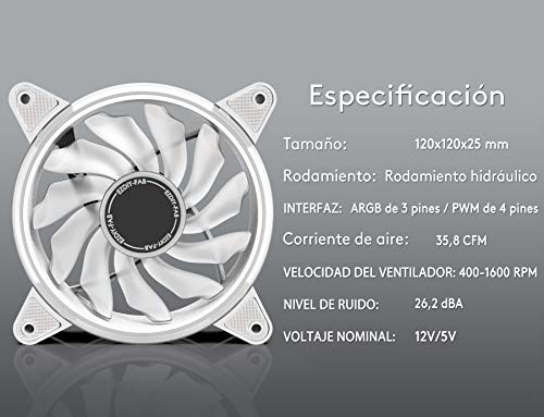 EZDIY-FAB Ventilador de Moonlight Blanco PWM-1 pc